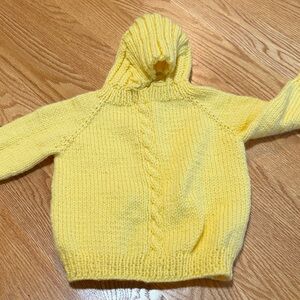 Yellow Knit Hooded Sweater